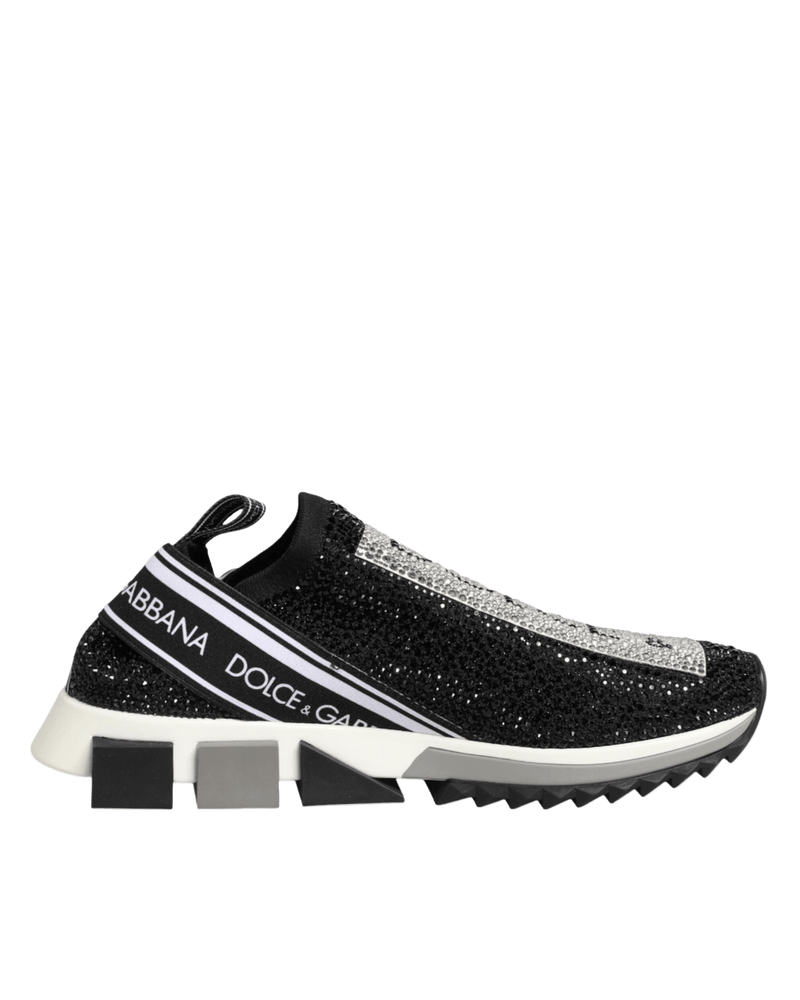 Dolce & Gabbana Black Silver Slip On Sorrento Sneakers Shoes Glam Steals