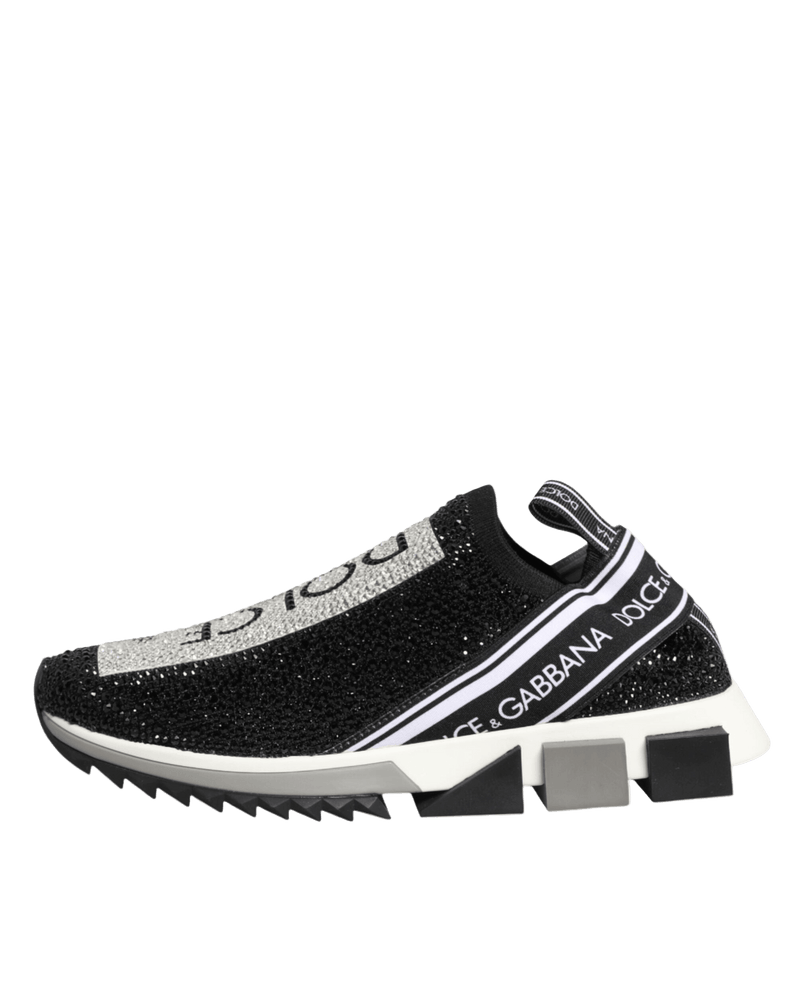 Dolce & Gabbana Black Silver Slip On Sorrento Sneakers Shoes Glam Steals