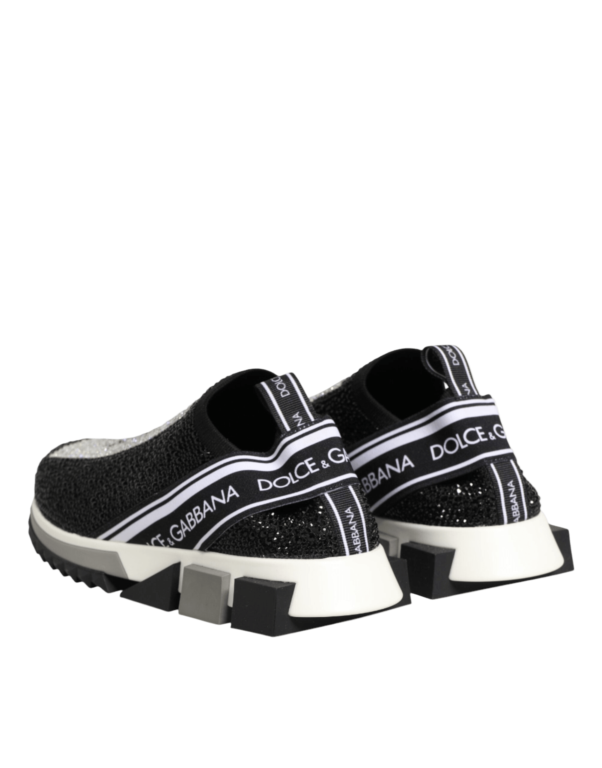 Dolce & Gabbana Black Silver Slip On Sorrento Sneakers Shoes Glam Steals