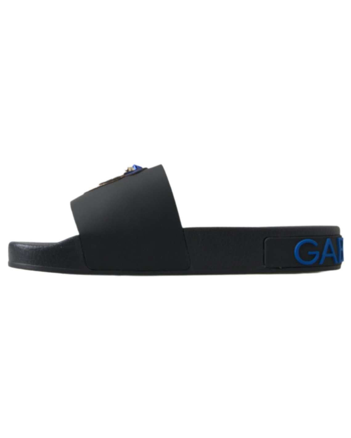Dolce & Gabbana Black Slides Sandals Beach Saint Barth Shoes Flats