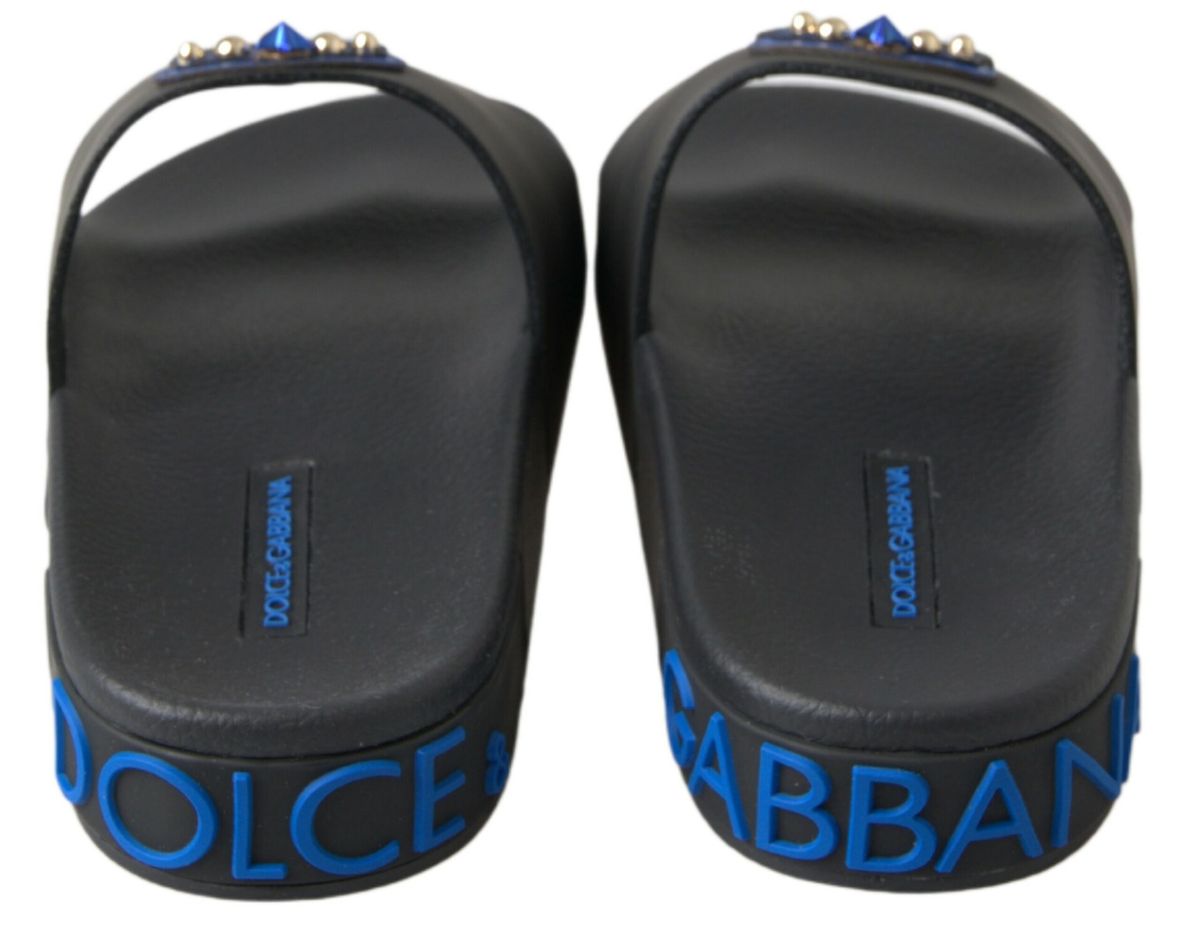 Dolce & Gabbana Black Slides Sandals Beach Saint Barth Shoes Glam Steals