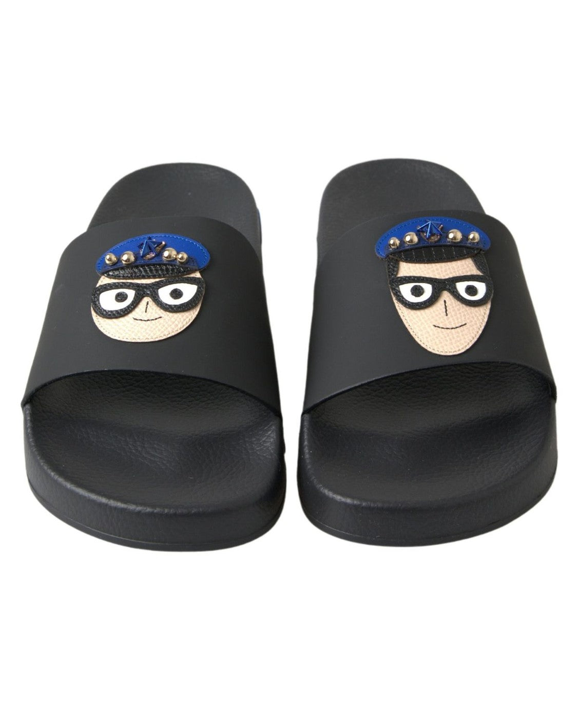 Dolce & Gabbana Black Slides Sandals Beach Saint Barth Shoes Flats