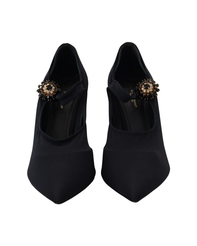 Dolce & Gabbana Black Socks Stretch Crystal Pumps Glam Steals