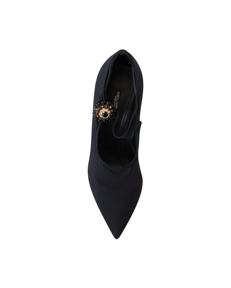 Dolce & Gabbana Black Socks Stretch Crystal Pumps Glam Steals