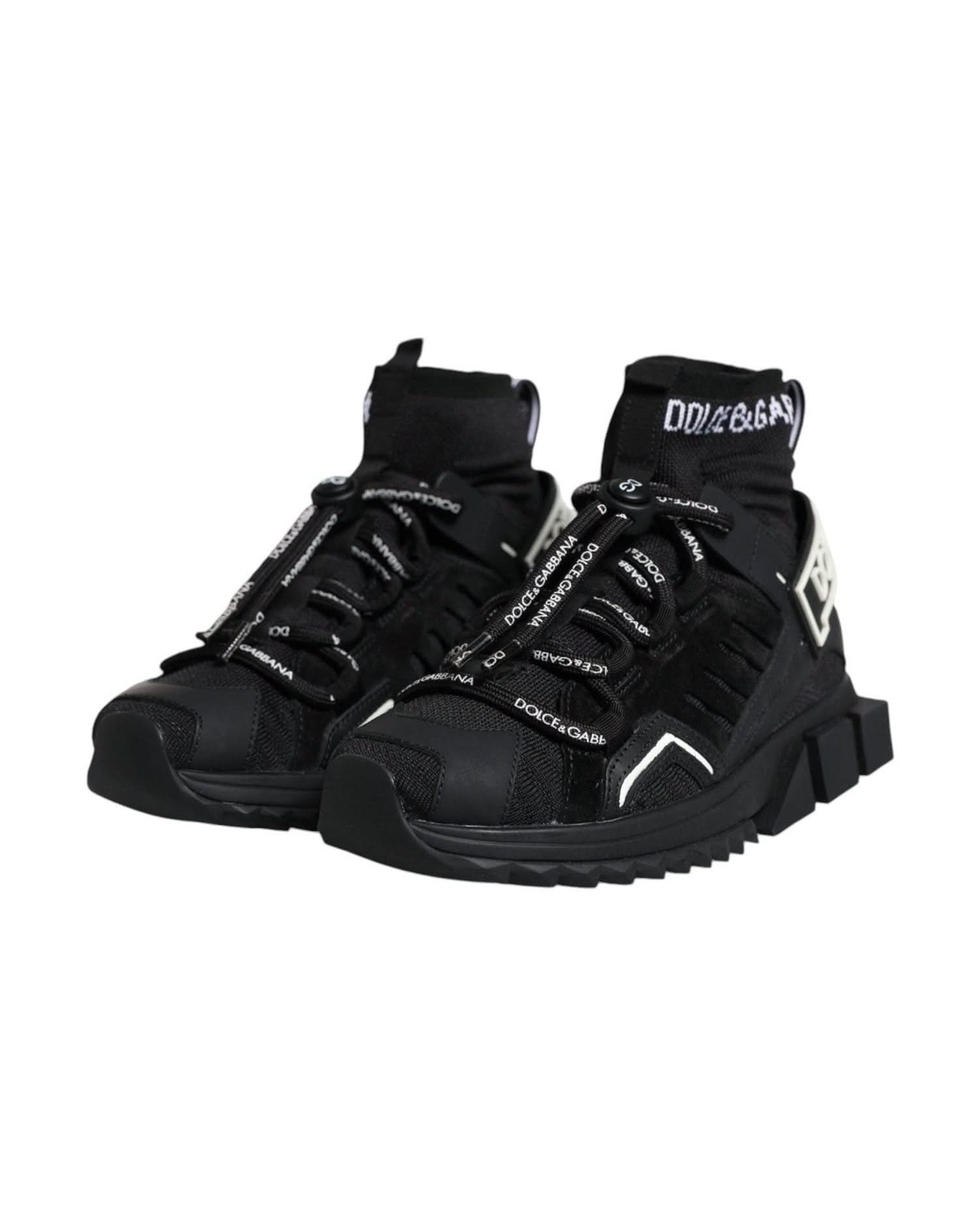 Dolce & Gabbana Black Sorrento Socks Logo Sneakers Shoes Sneakers