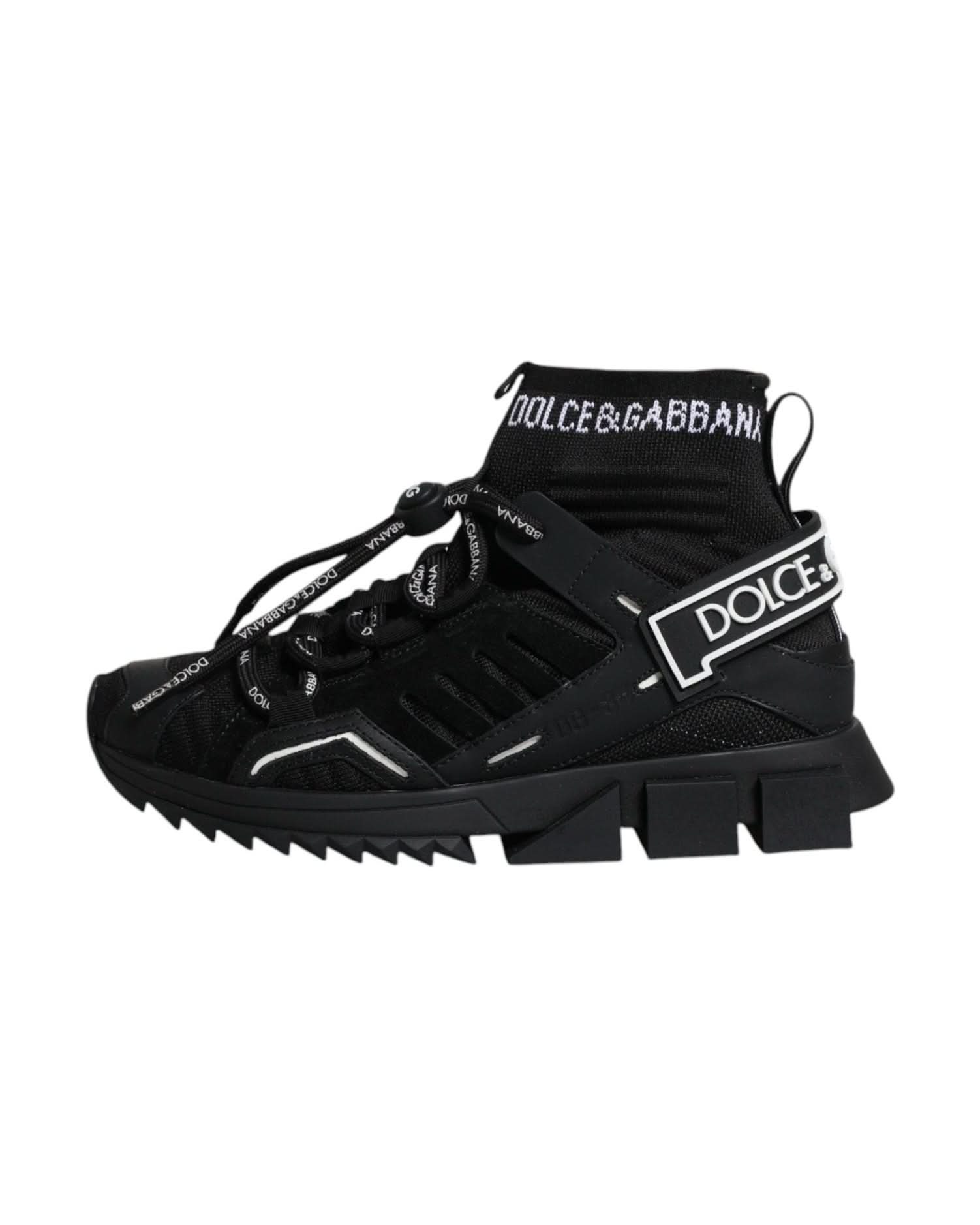 Dolce & Gabbana Black Sorrento Socks Logo Sneakers Shoes Sneakers