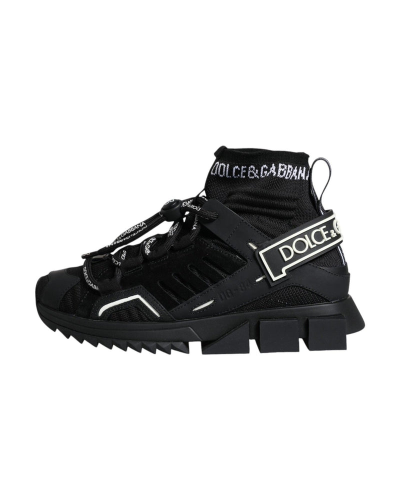 Dolce & Gabbana Black Sorrento Socks Logo Sneakers Shoes Sneakers