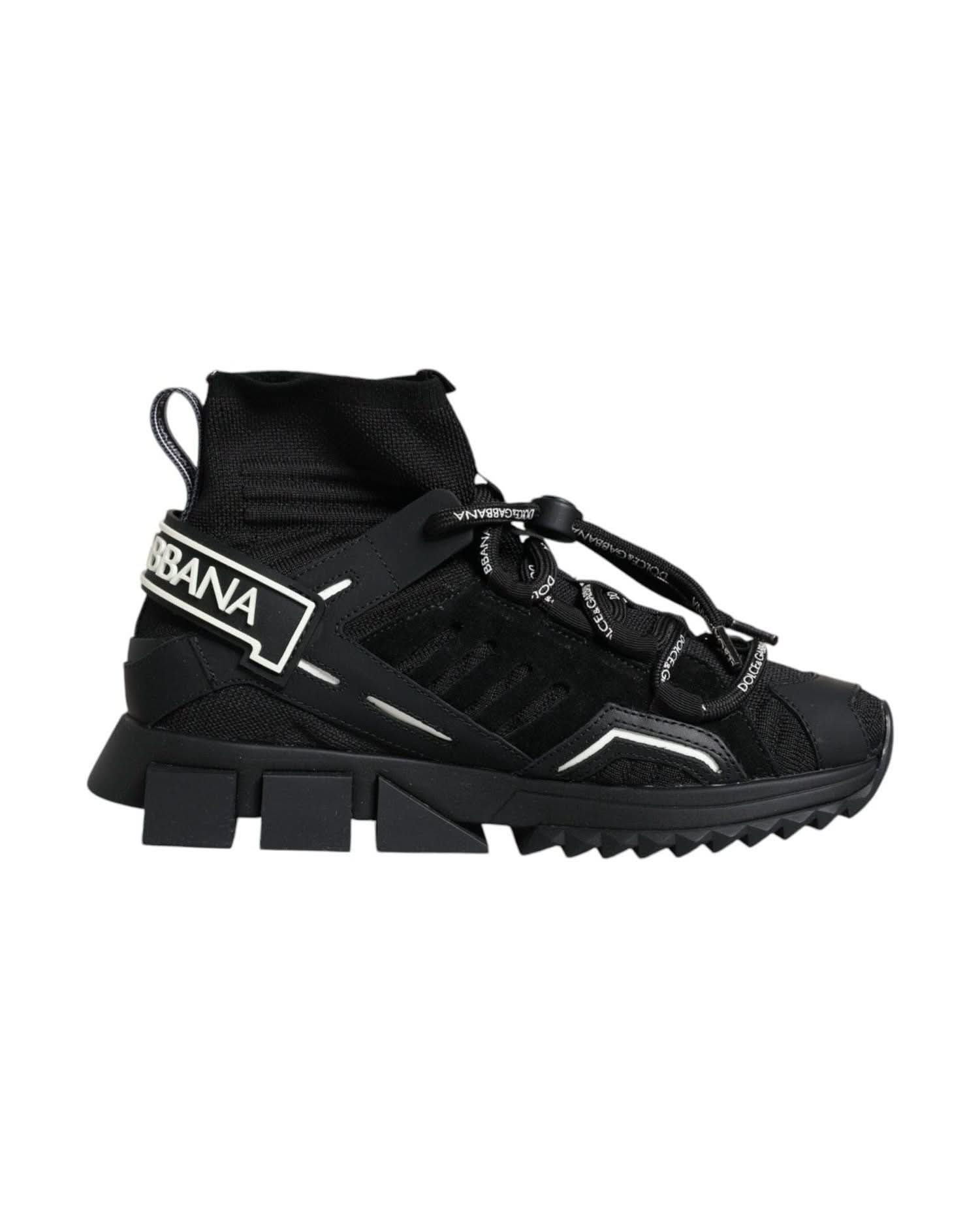 Dolce & Gabbana Black Sorrento Socks Logo Sneakers Shoes Sneakers
