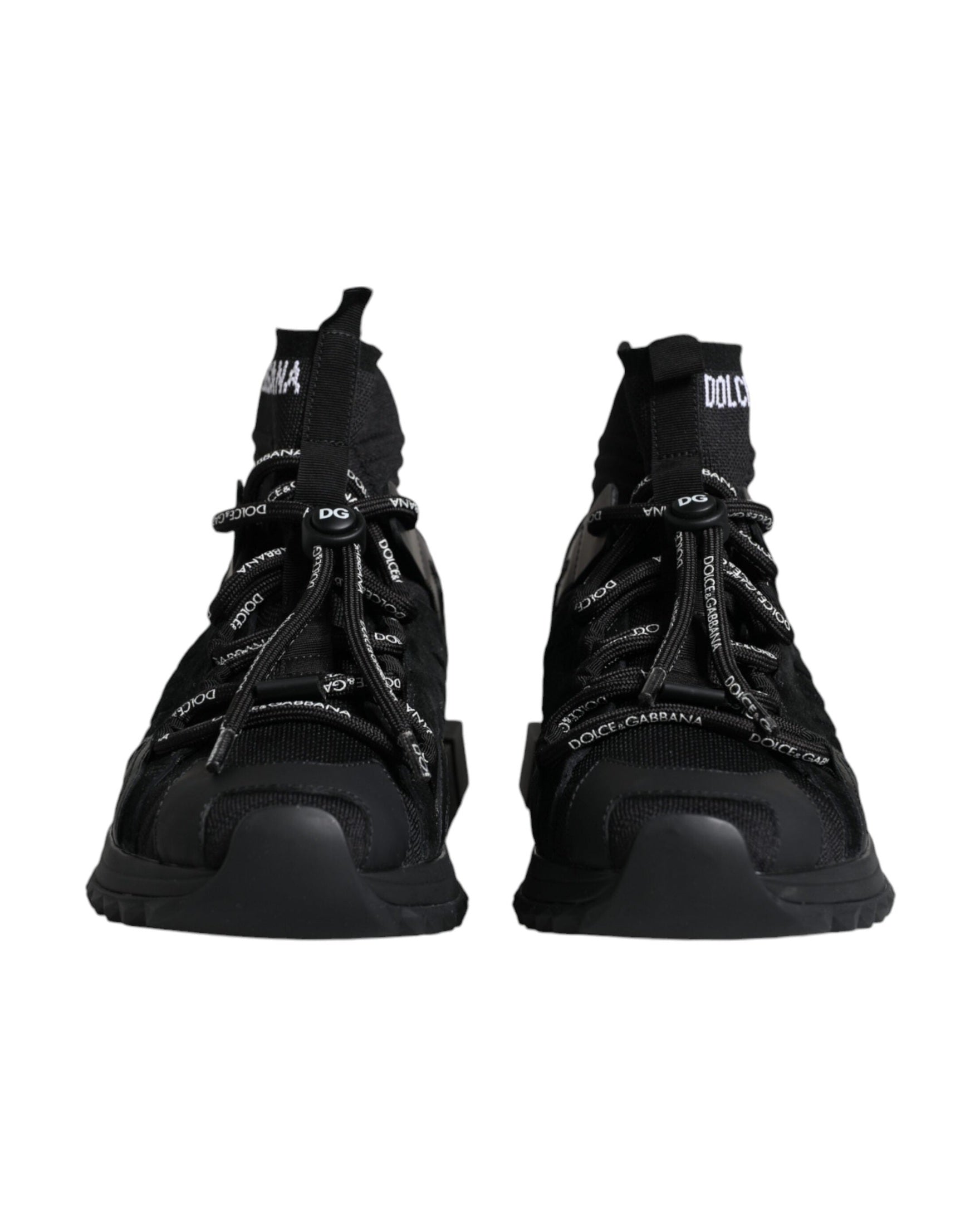 Dolce & Gabbana Black Sorrento Socks Logo Sneakers Shoes Glam Steals