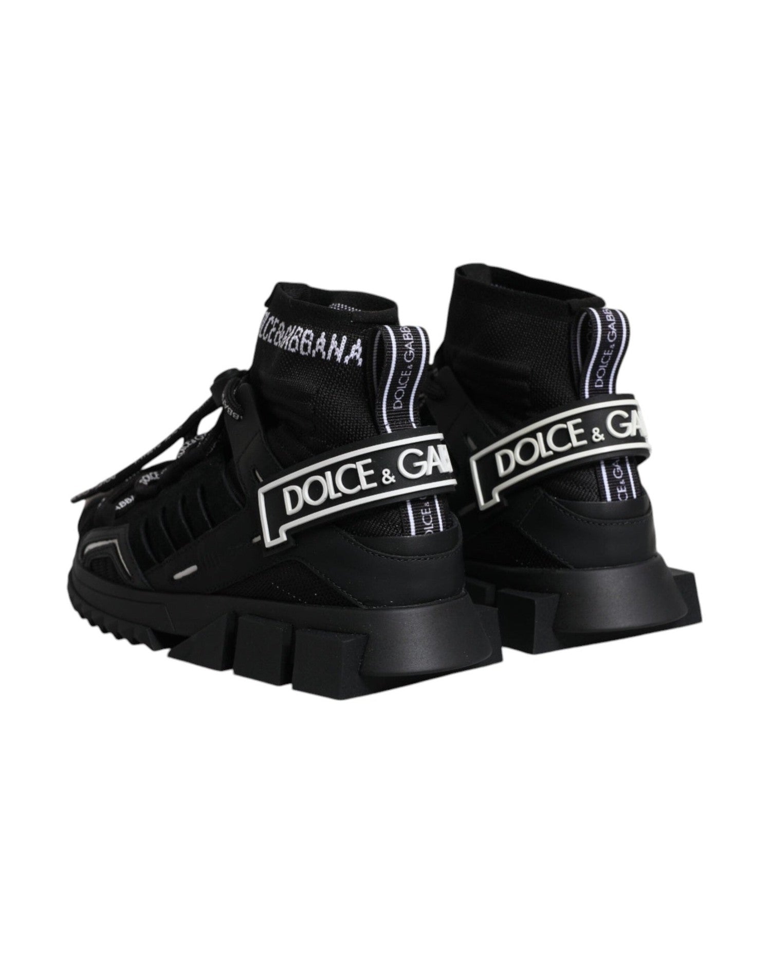 Dolce & Gabbana Black Sorrento Socks Logo Sneakers Shoes Glam Steals