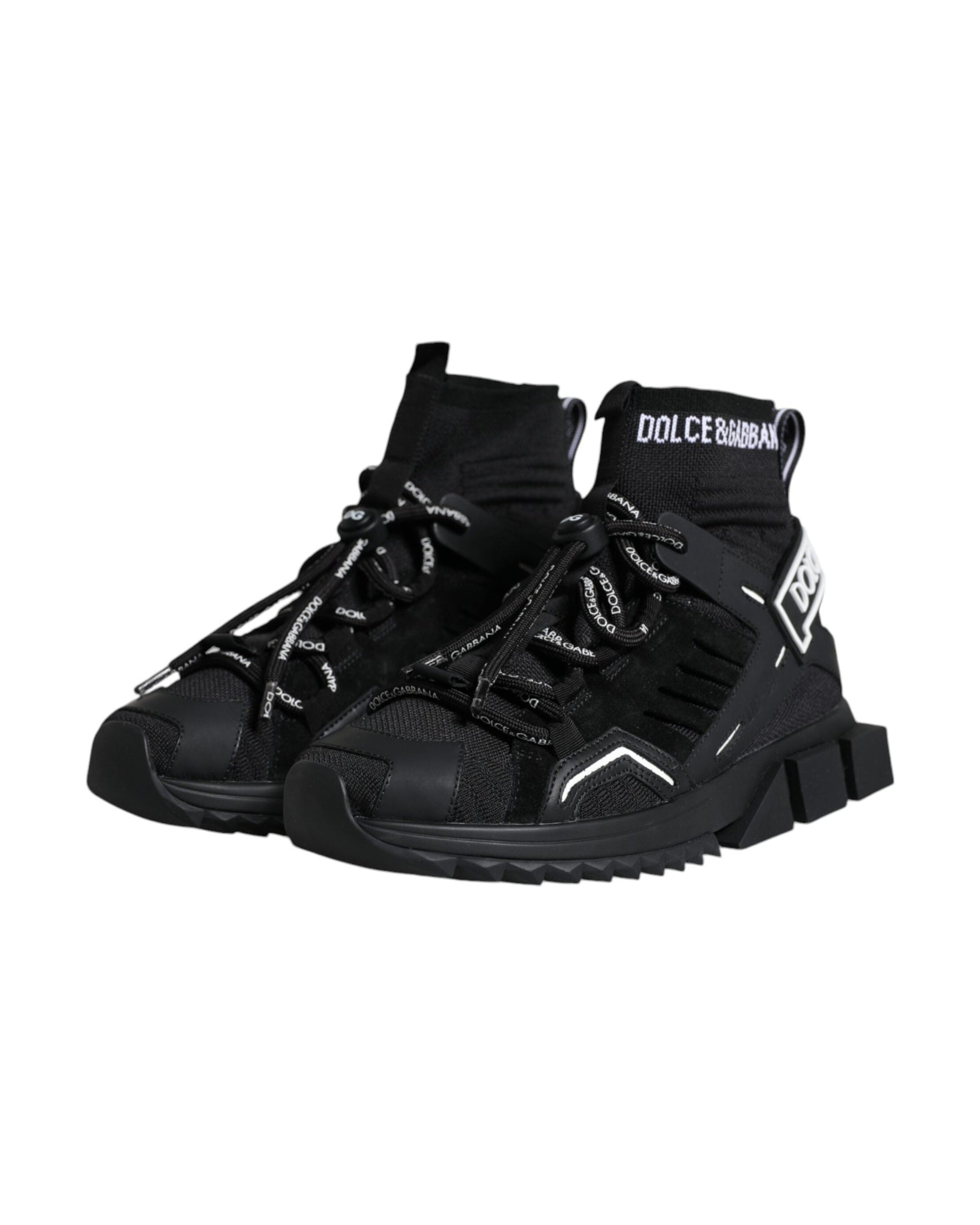 Dolce & Gabbana Black Sorrento Socks Logo Sneakers Shoes Glam Steals