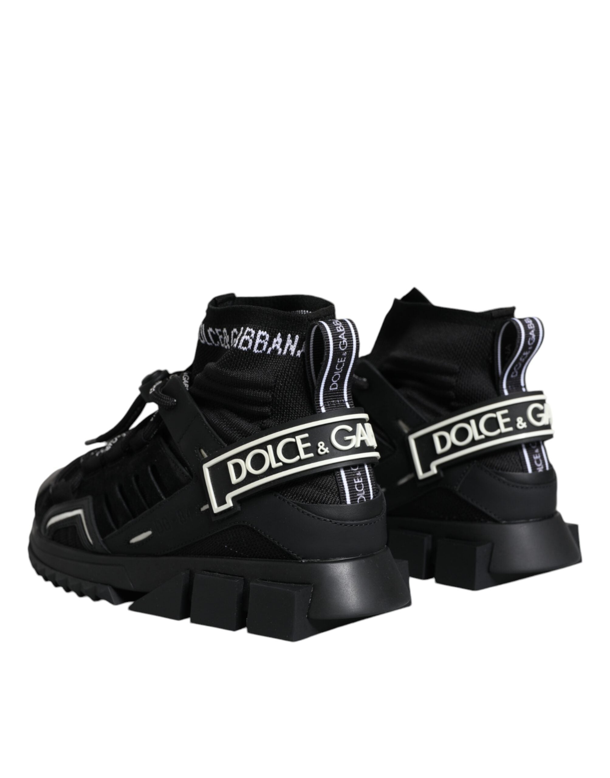 Dolce & Gabbana Black Sorrento Socks Logo Sneakers Shoes Glam Steals