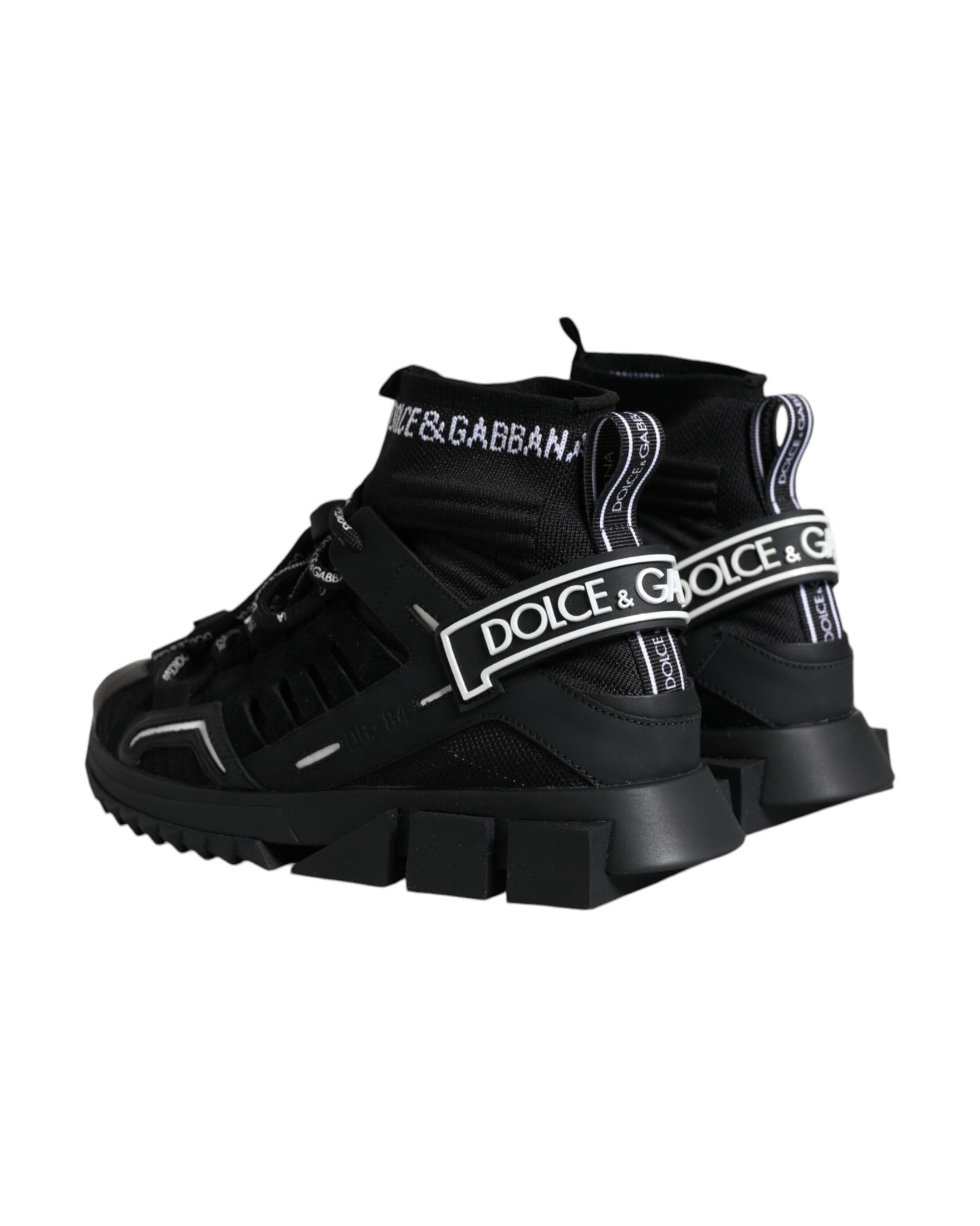 Dolce & Gabbana Black Sorrento Socks Logo Sneakers Shoes Glam Steals