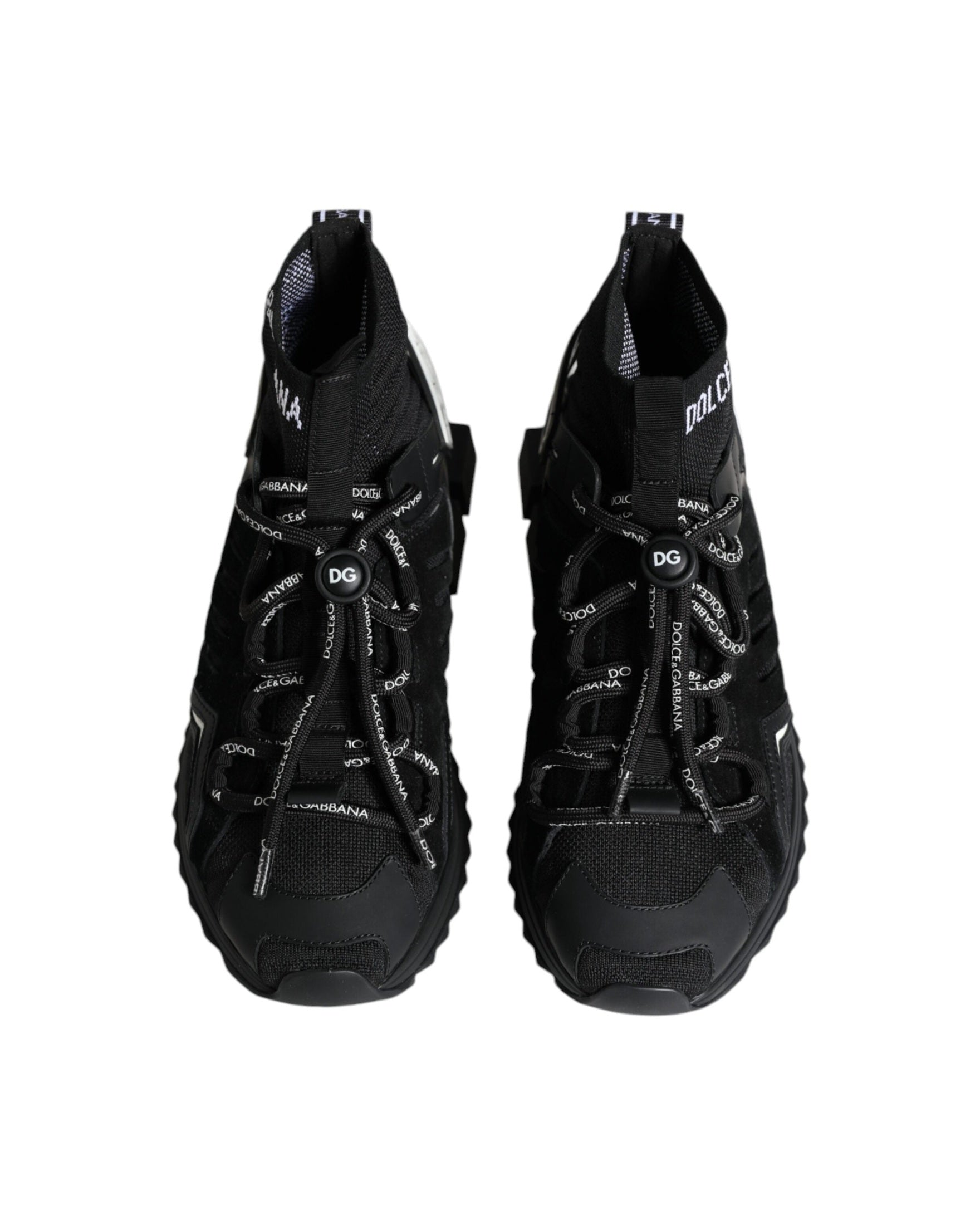 Dolce & Gabbana Black Sorrento Socks Logo Sneakers Shoes Glam Steals