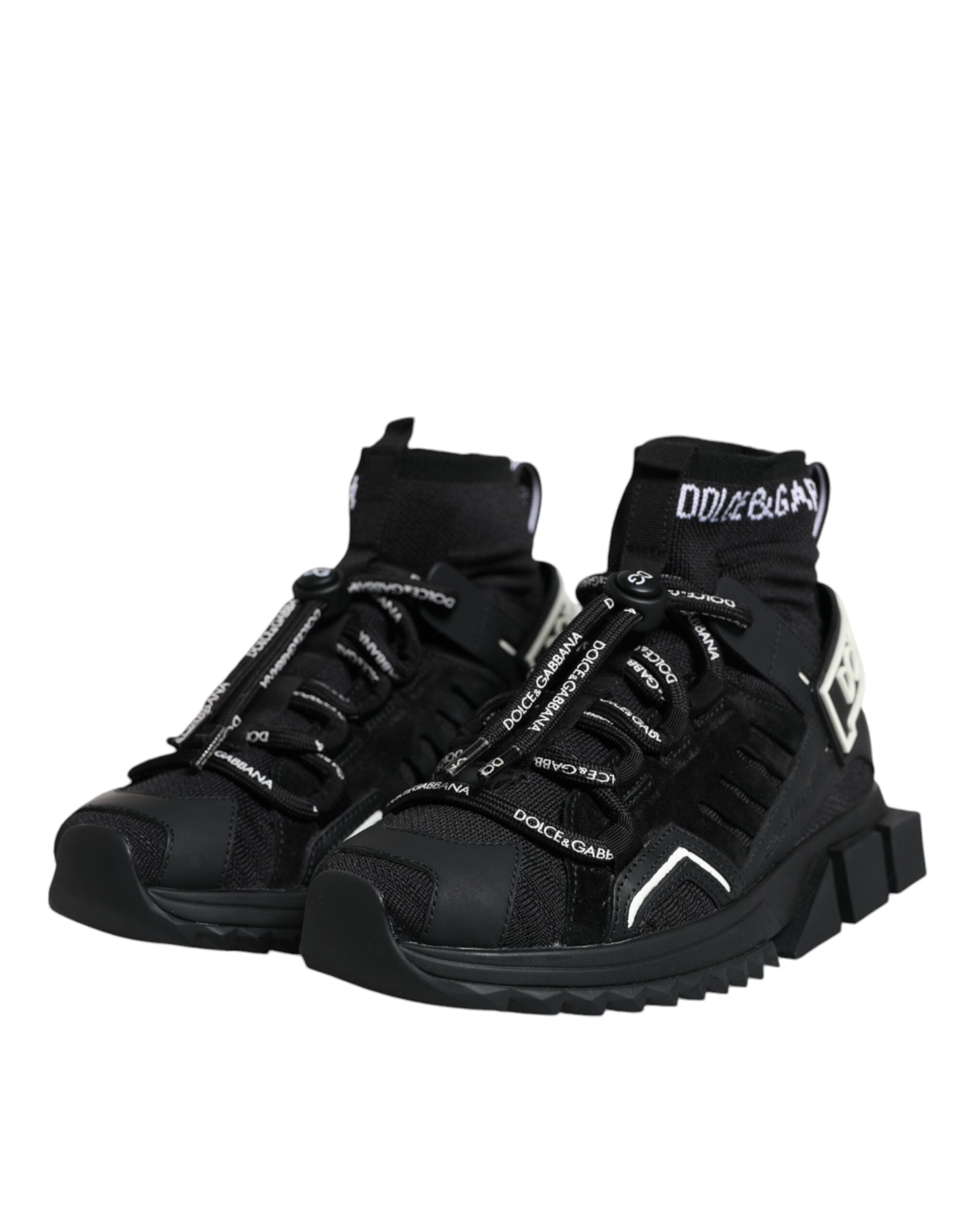 Dolce & Gabbana Black Sorrento Socks Logo Sneakers Shoes Glam Steals
