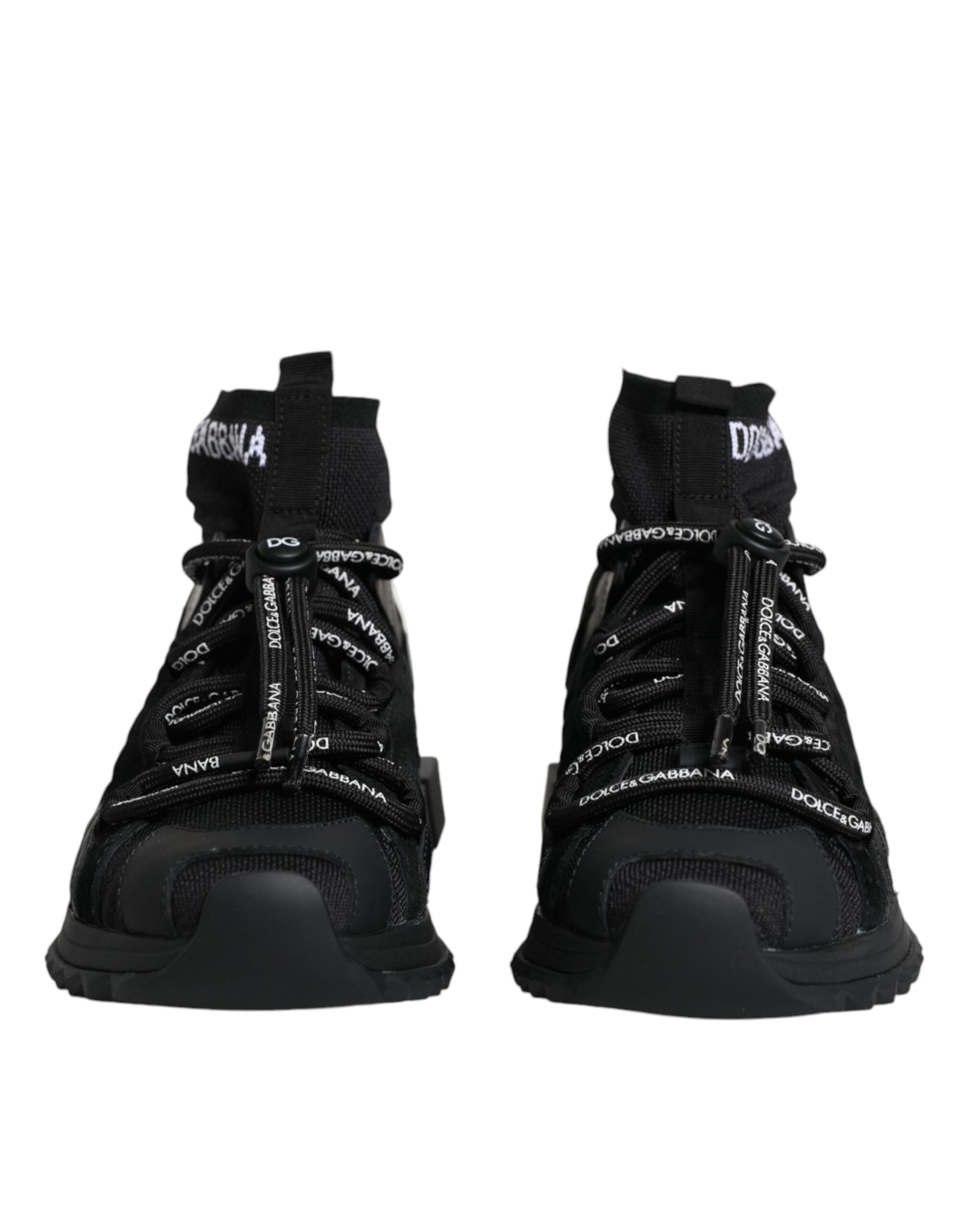 Dolce & Gabbana Black Sorrento Socks Logo Sneakers Shoes Glam Steals