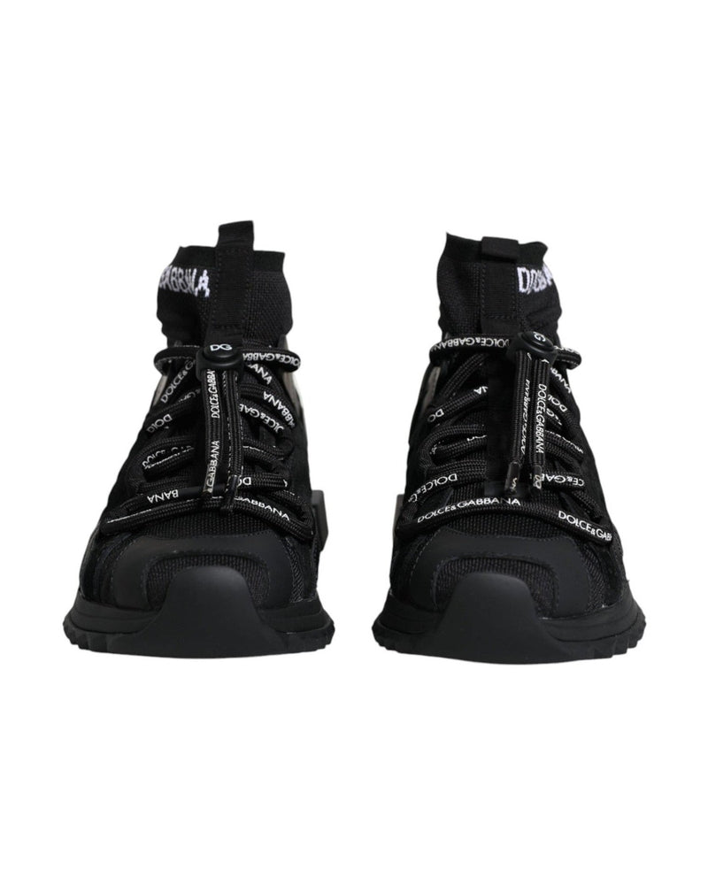 Dolce & Gabbana Black Sorrento Socks Logo Sneakers Shoes Glam Steals