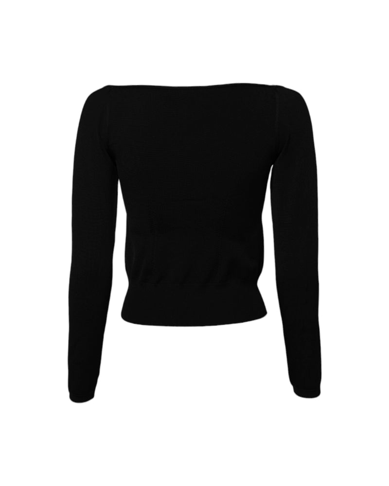 Dolce & Gabbana Black Square Neckline Long Sleeves Sweater Glam Steals