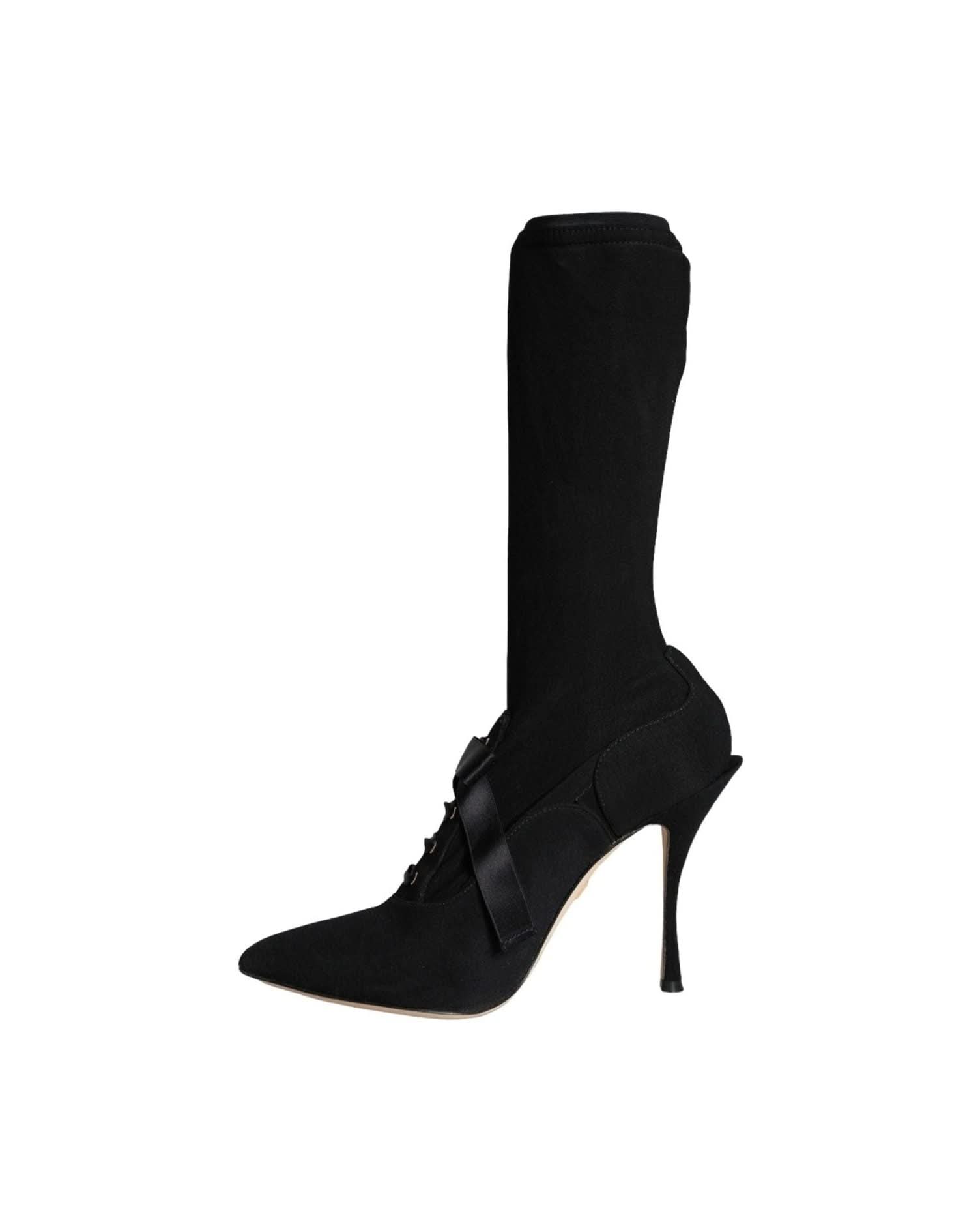 Dolce & Gabbana Black Stiletto Heels Mid Calf Boots Shoes Boots