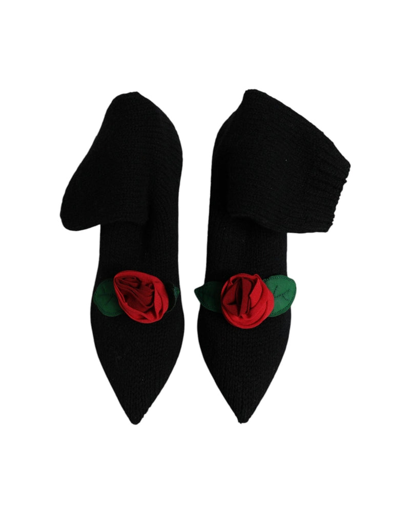 Dolce & Gabbana Black Stiletto Heels Mid Calf Boots Shoes Boots