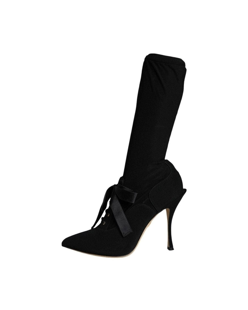Dolce & Gabbana Black Stiletto Heels Mid Calf Boots Shoes Boots