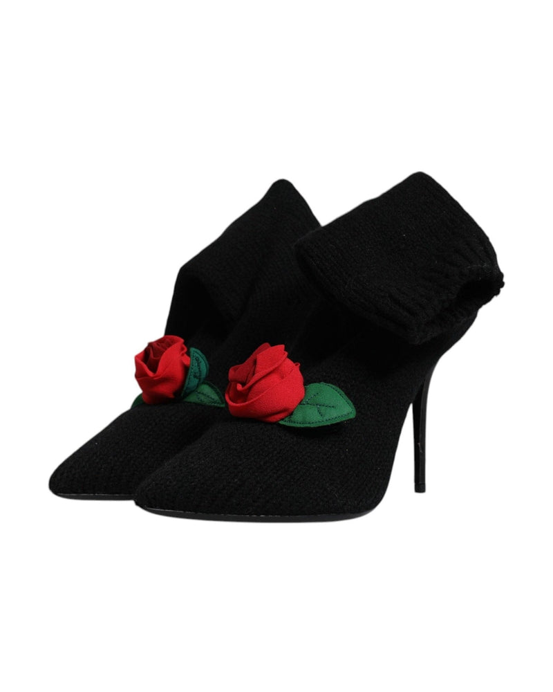 Dolce & Gabbana Black Stiletto Heels Mid Calf Boots Shoes Boots