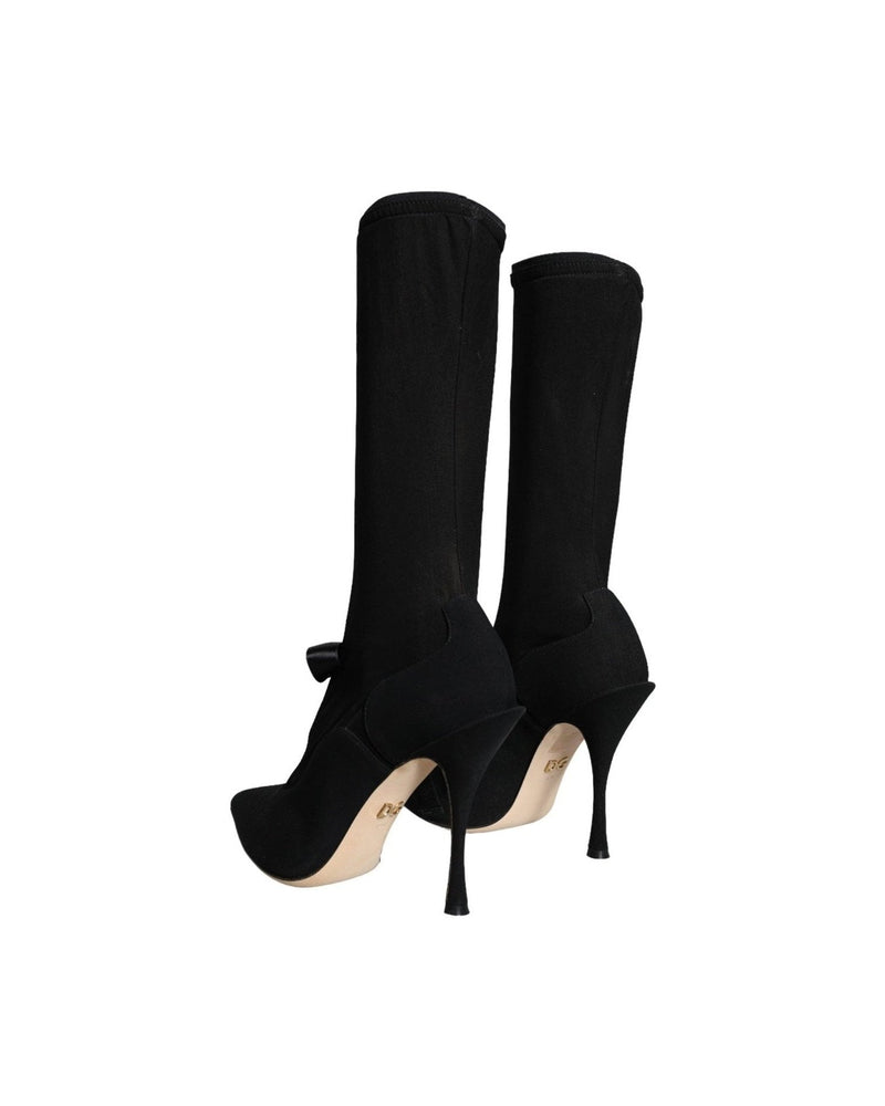 Dolce & Gabbana Black Stiletto Heels Mid Calf Boots Shoes Boots