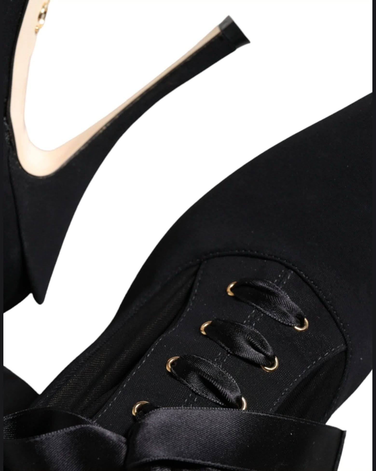 Dolce & Gabbana Black Stiletto Heels Mid Calf Boots Shoes Boots