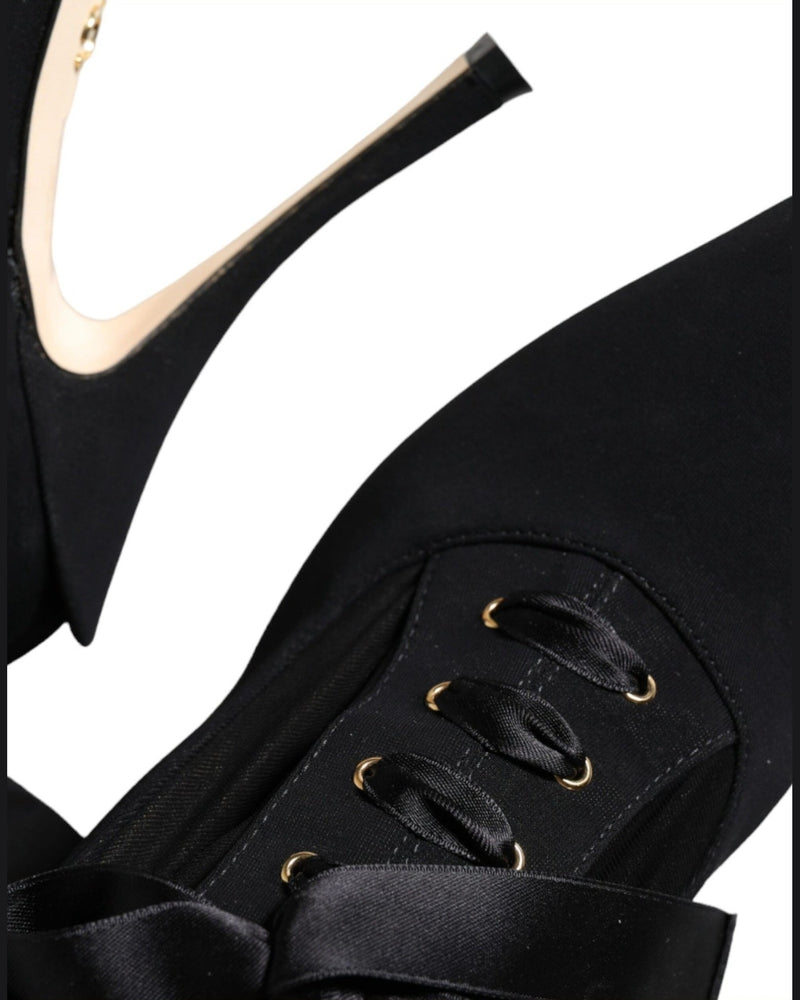 Dolce & Gabbana Black Stiletto Heels Mid Calf Boots Shoes Boots