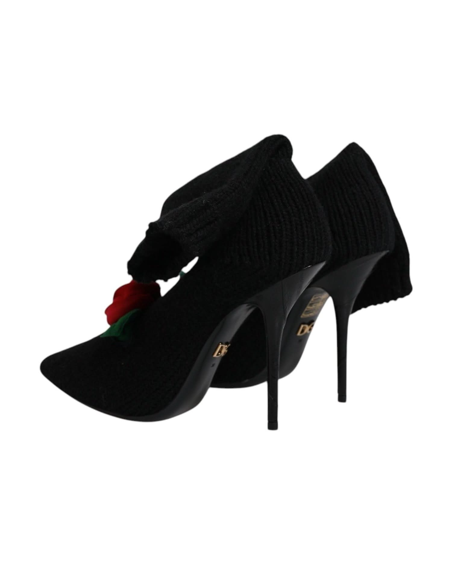 Dolce & Gabbana Black Stiletto Heels Mid Calf Boots Shoes Boots