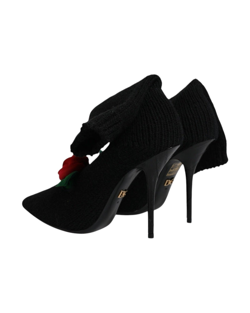 Dolce & Gabbana Black Stiletto Heels Mid Calf Boots Shoes Boots