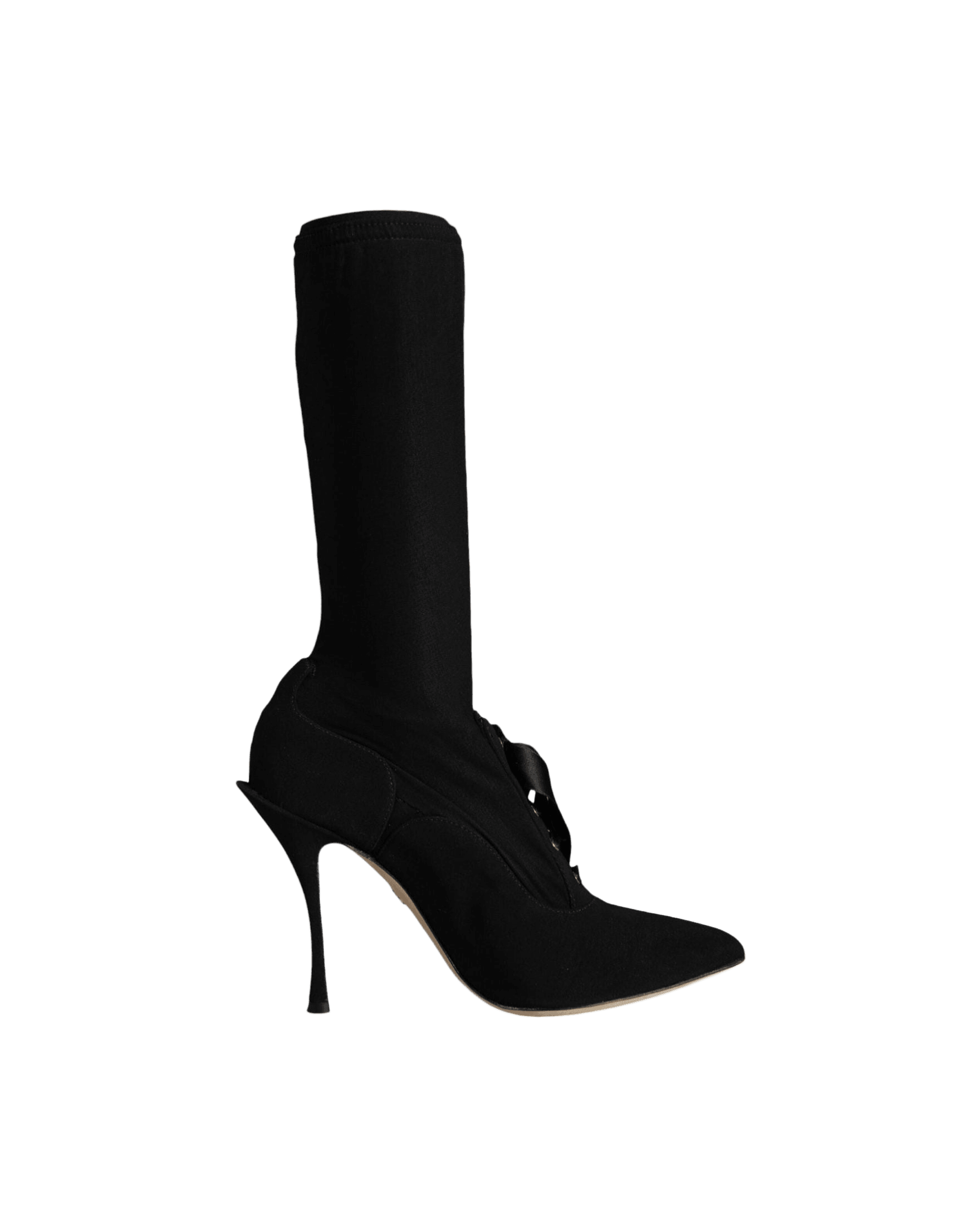 Dolce & Gabbana Black Stiletto Heels Mid Calf Boots Shoes Glam Steals