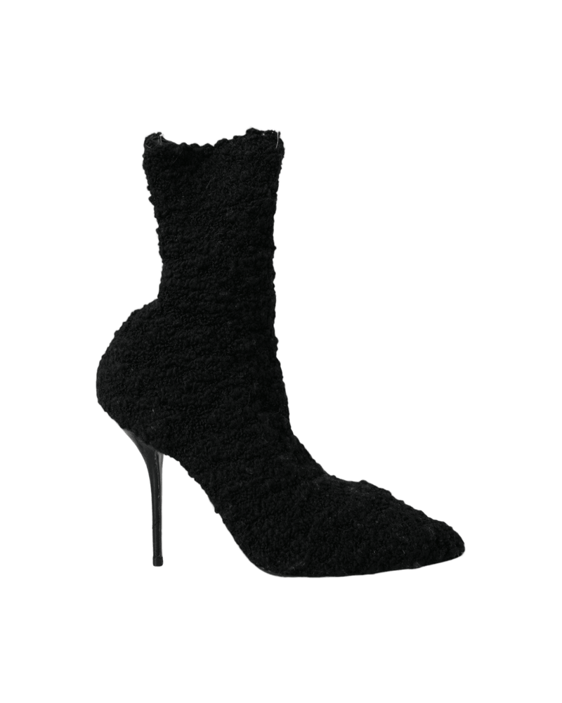 Dolce & Gabbana Black Stiletto Heels Mid Calf Boots Shoes Glam Steals