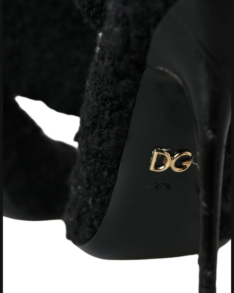 Dolce & Gabbana Black Stiletto Heels Mid Calf Boots Shoes Glam Steals