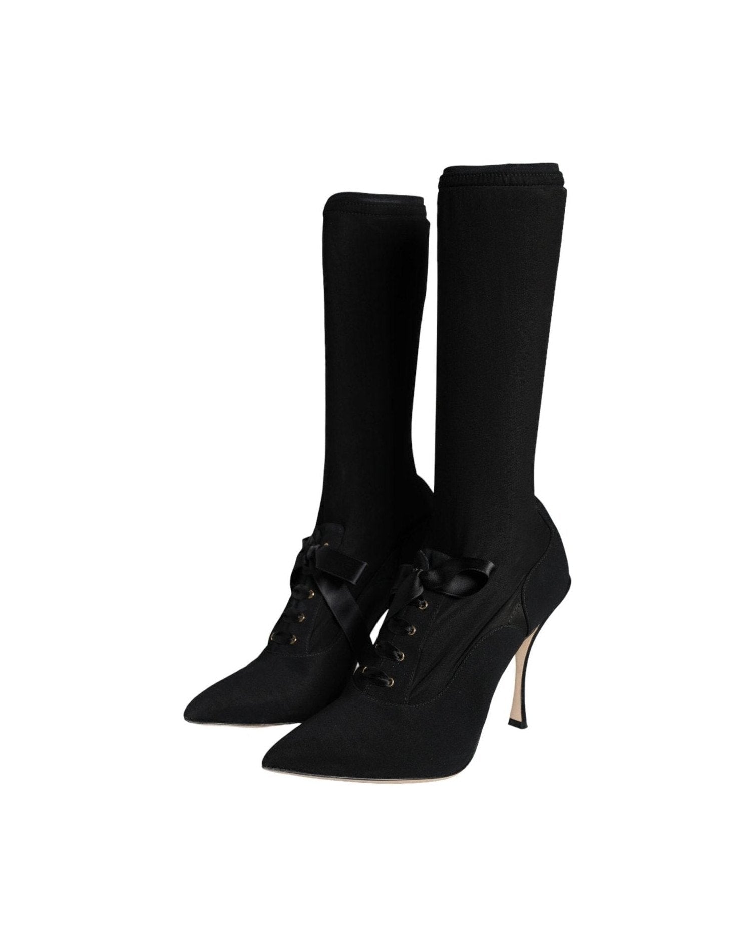 Dolce & Gabbana Black Stiletto Heels Mid Calf Boots Shoes Glam Steals