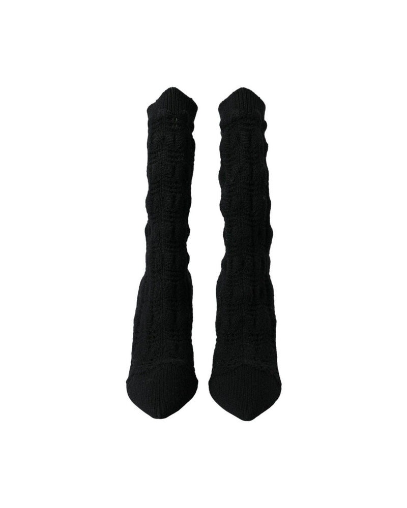 Dolce & Gabbana Black Stiletto Heels Mid Calf Boots Shoes Glam Steals