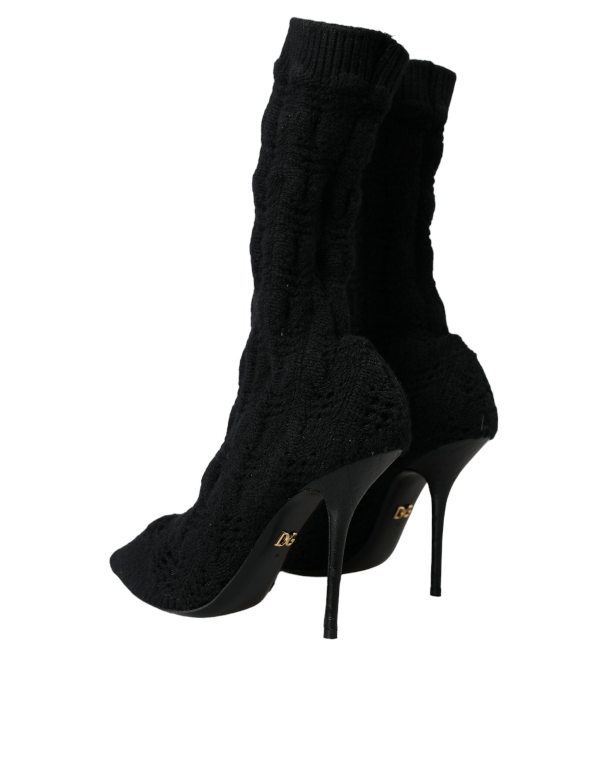Dolce & Gabbana Black Stiletto Heels Mid Calf Boots Shoes Glam Steals
