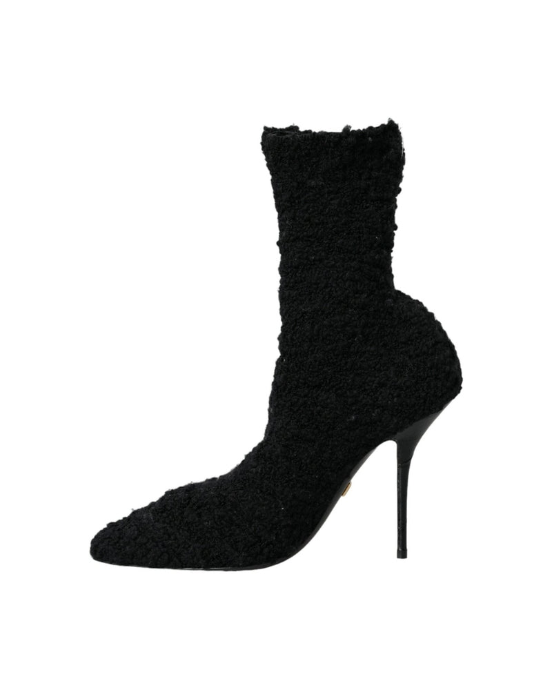 Dolce & Gabbana Black Stiletto Heels Mid Calf Boots Shoes Glam Steals