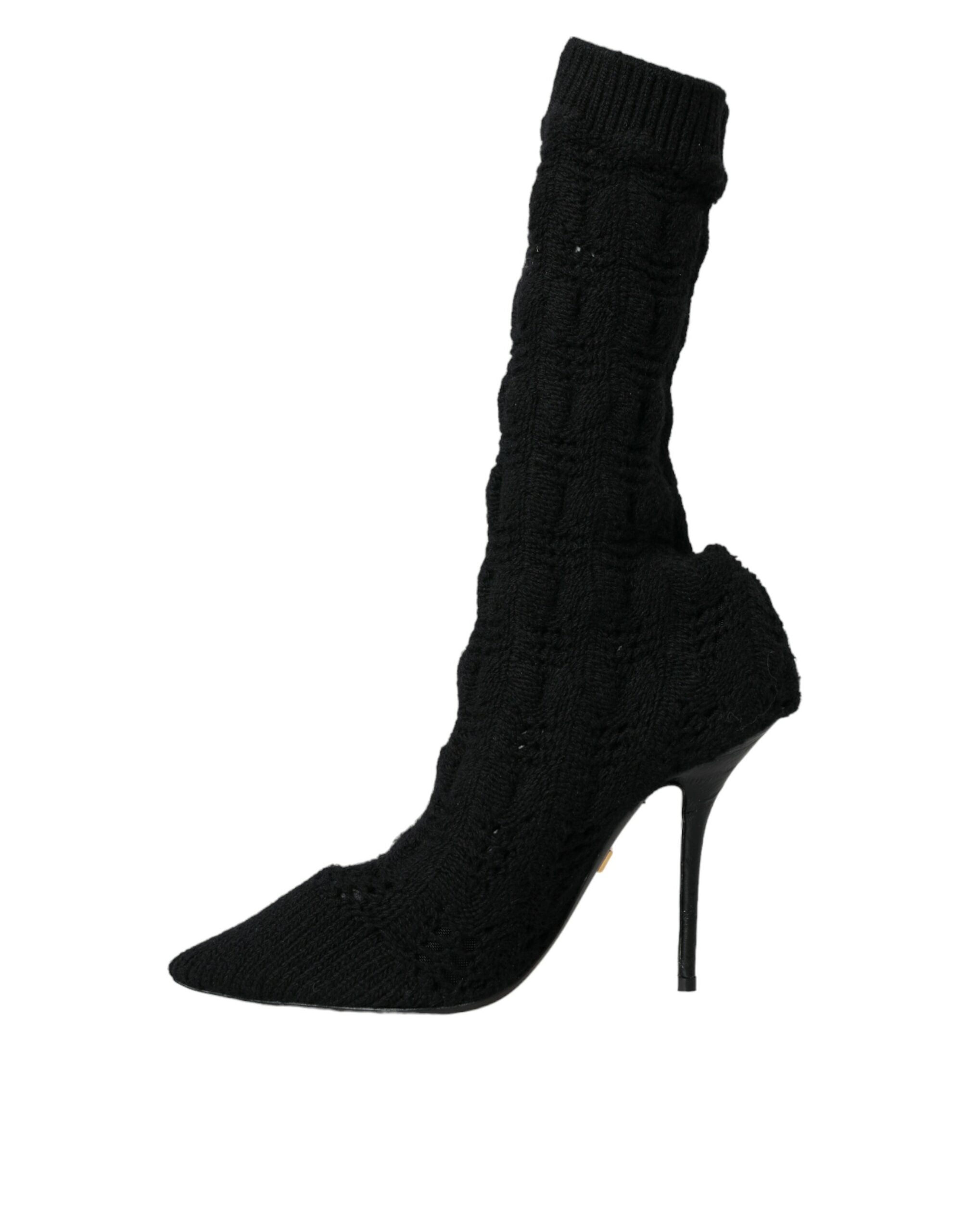 Dolce & Gabbana Black Stiletto Heels Mid Calf Boots Shoes Glam Steals
