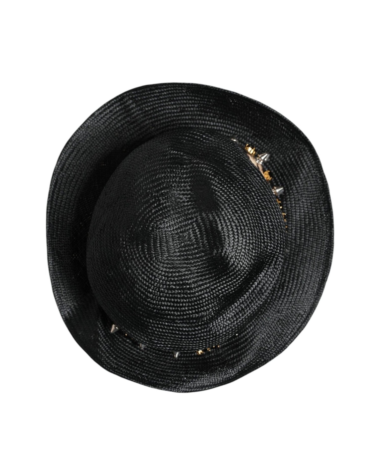 Dolce & Gabbana Black Straw Crystal Embellished Wide Brim Hat Glam Steals