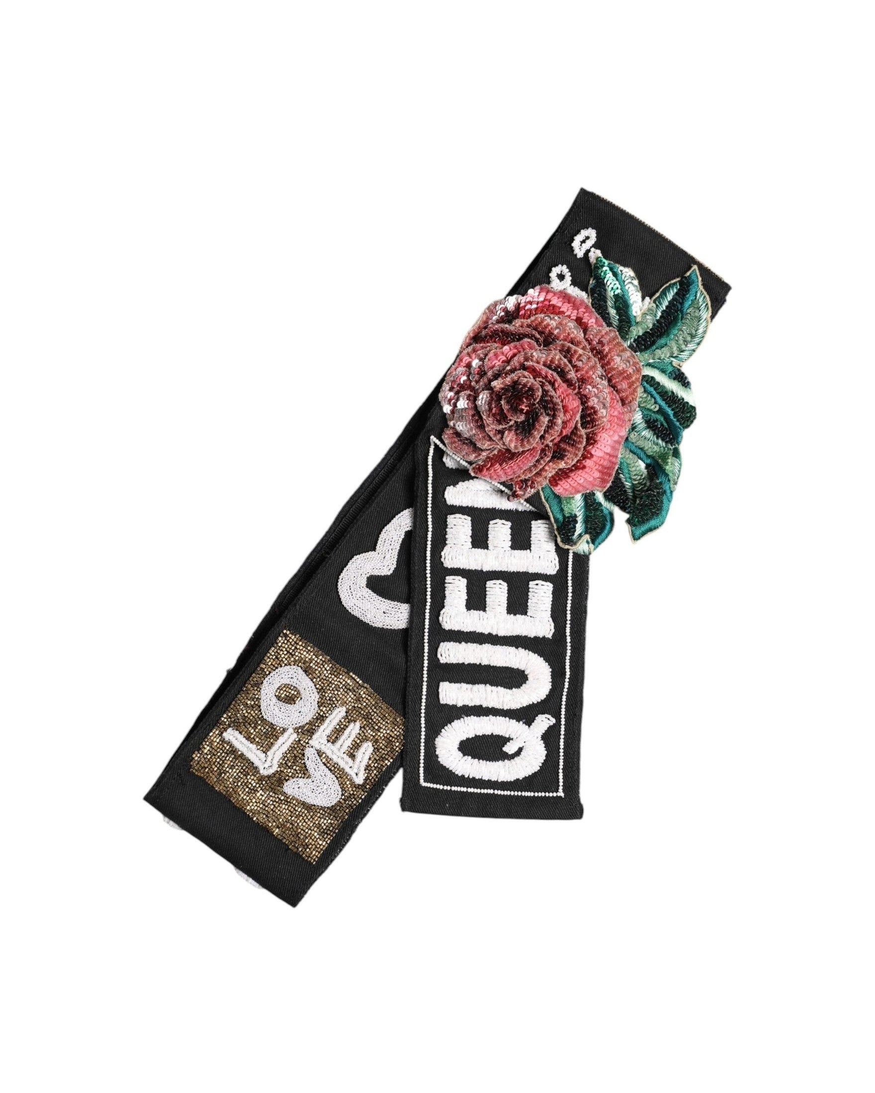 Dolce & Gabbana Black Stretch Multicolor Embellished Waist Belt Glam Steals