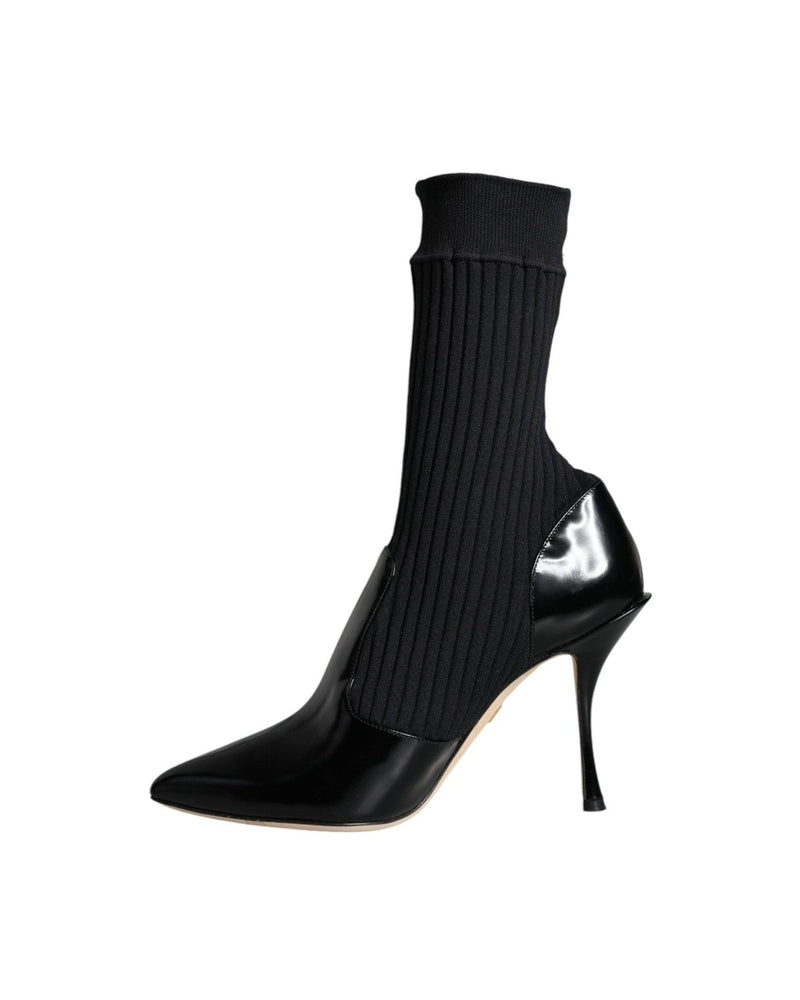 Dolce & Gabbana Black Stretch Stilettos Booties Socks Shoes Boots