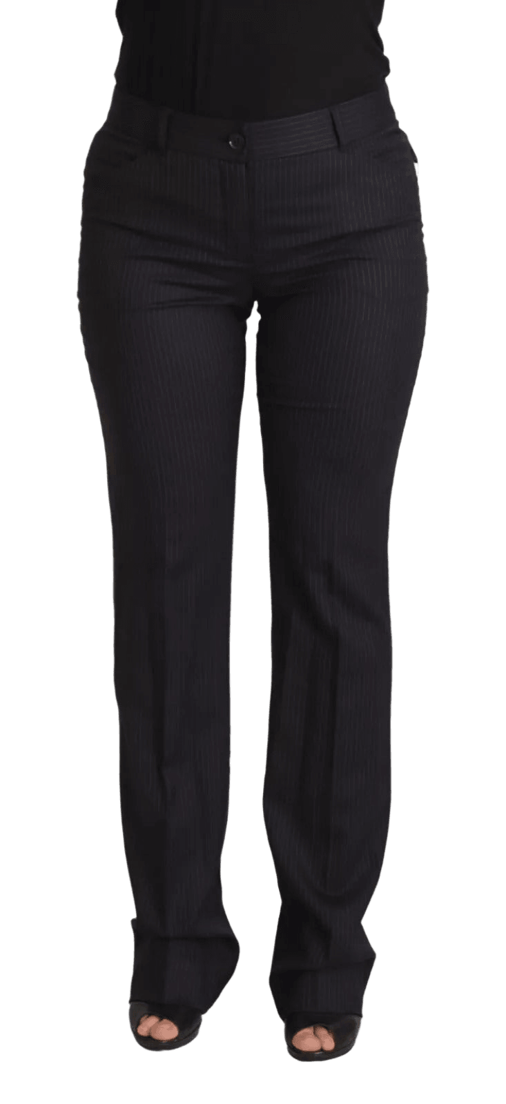 Dolce & Gabbana Black Stripes Mid Waist Trouser Pant Glam Steals