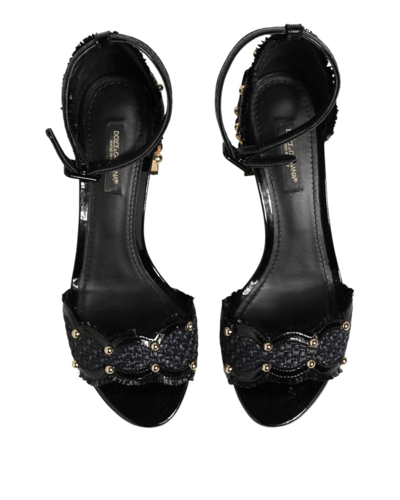 Dolce & Gabbana Black Studded Ankle Strap Sandals Shoes Glam Steals