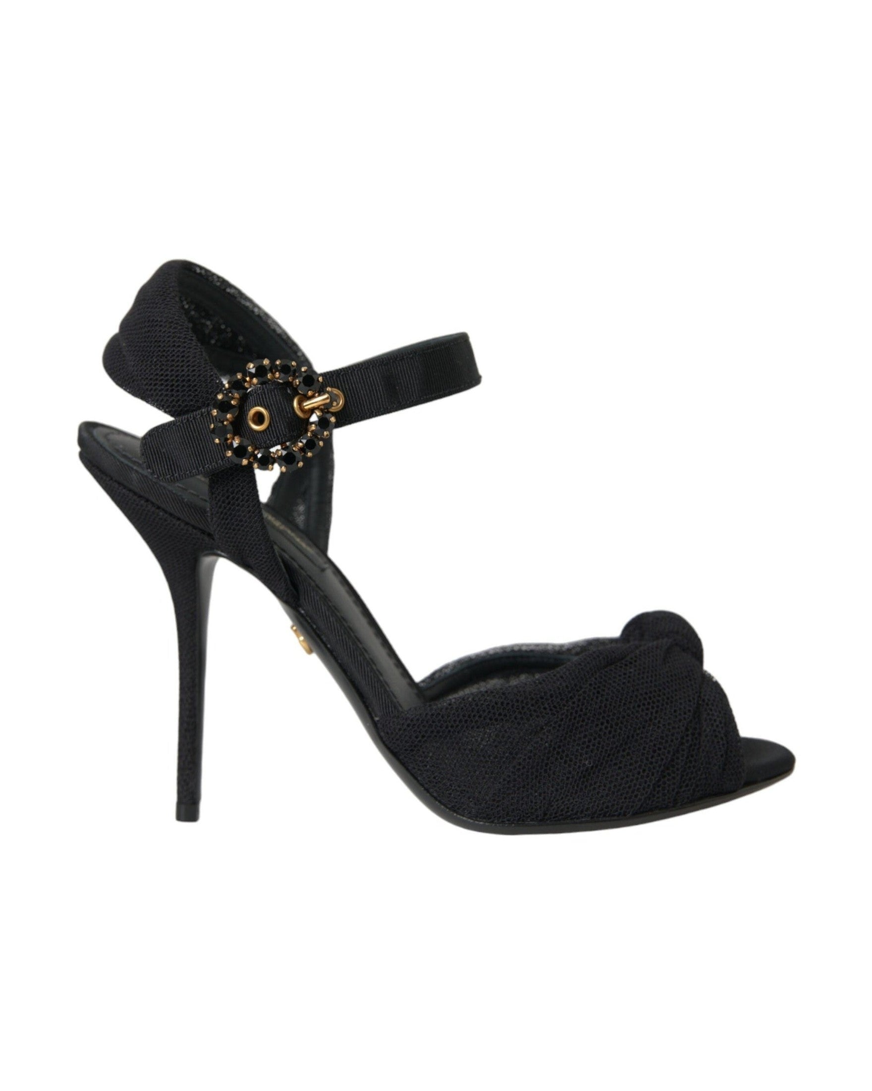 Dolce & Gabbana Black Suede Embellished Heels Sandals Shoes Glam Steals