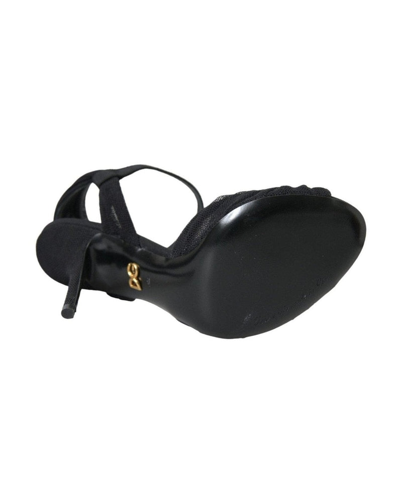 Dolce & Gabbana Black Suede Embellished Heels Sandals Shoes Glam Steals