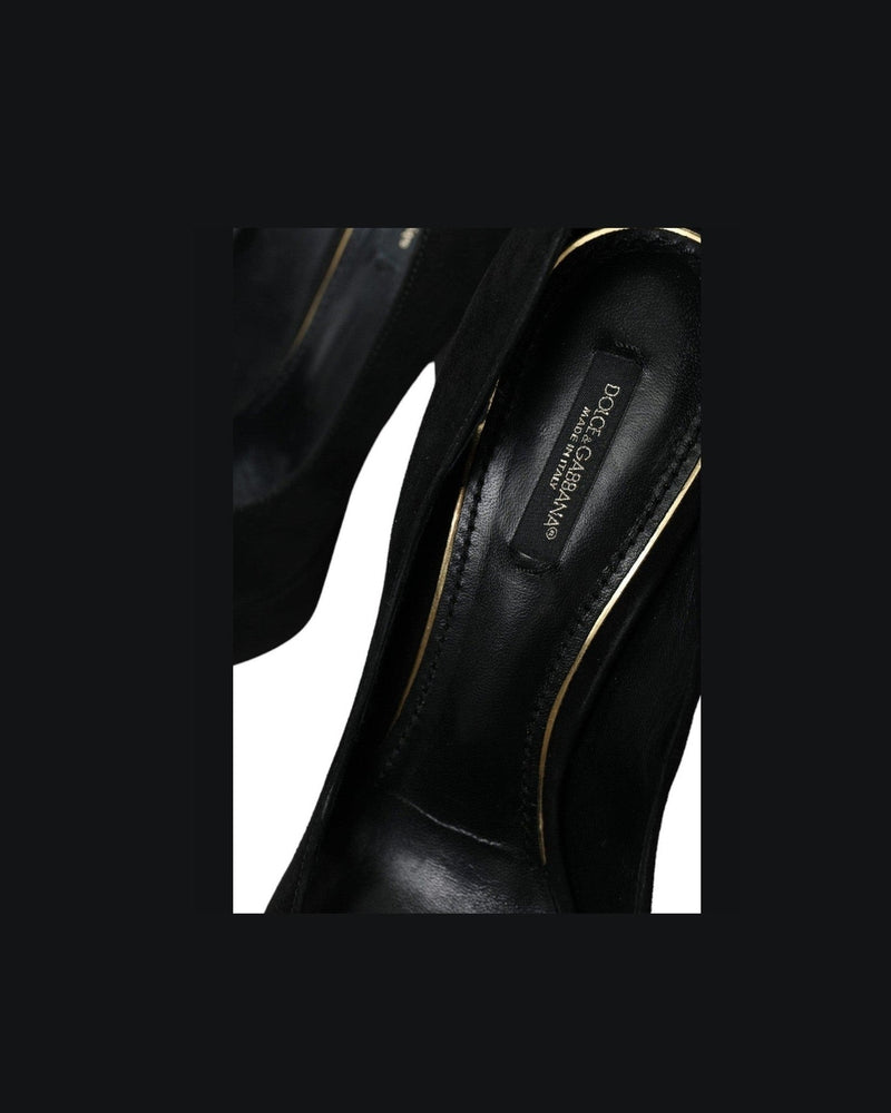 Dolce & Gabbana Suede Heeled Pumps Black Sophistication Glam Steals
