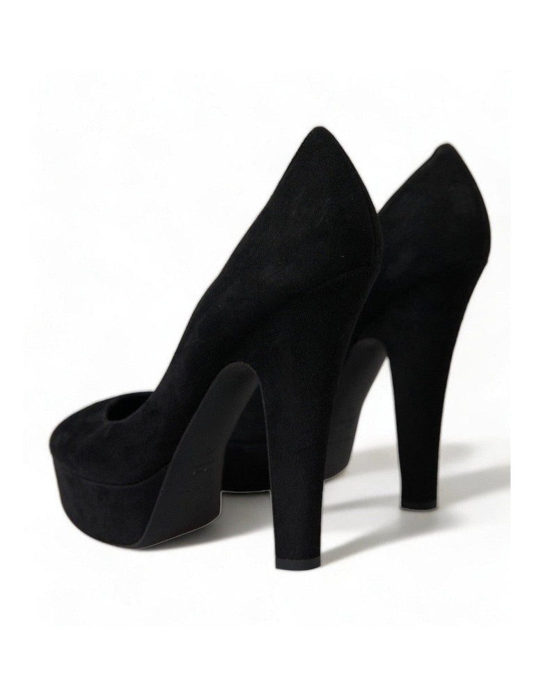 Dolce & Gabbana Suede Heeled Pumps Black Sophistication Glam Steals