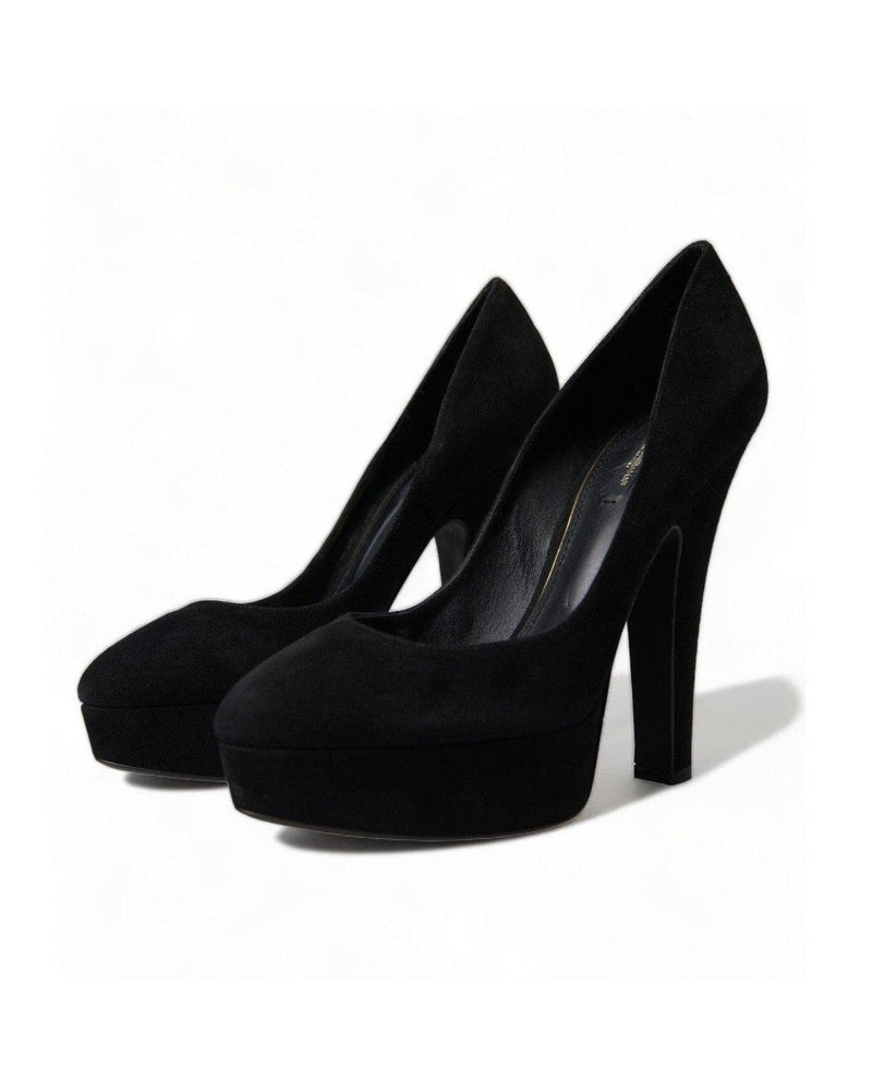 Dolce & Gabbana Suede Heeled Pumps Black Sophistication Glam Steals