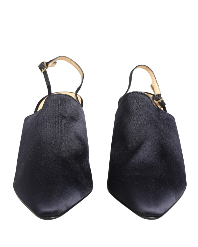 Dolce & Gabbana Black Suede Heels Slingbacks Shoes Glam Steals